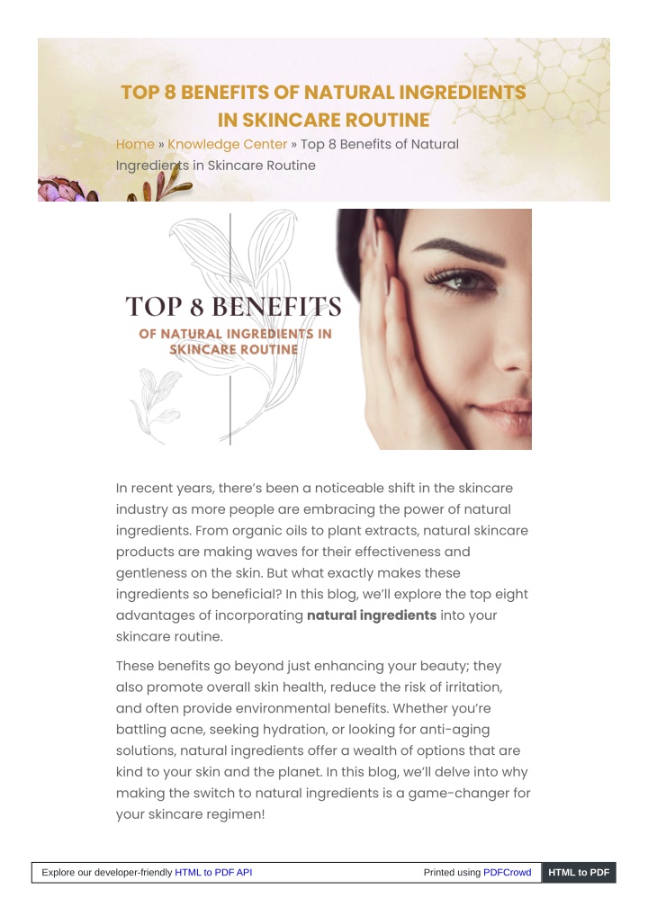 top 8 benefits of natural ingredients in skincare