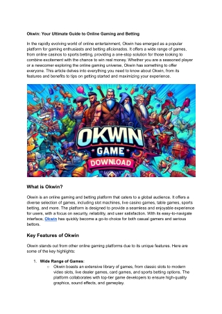 okwin your ultimate guide to online gaming