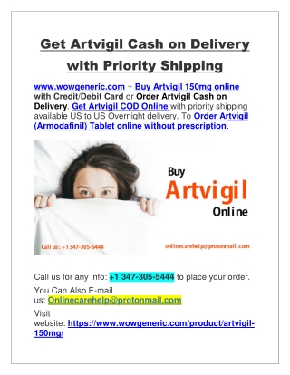 get artvigil cash on delivery with priority