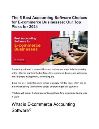 The 5 Best Accounting Software Choices for E