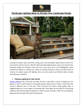 Illuminated Gardens - Hardscape Lighting Ideas to Elevate Your Landscape Design
