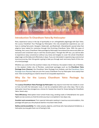 introduction to chardham yatra by helicopter