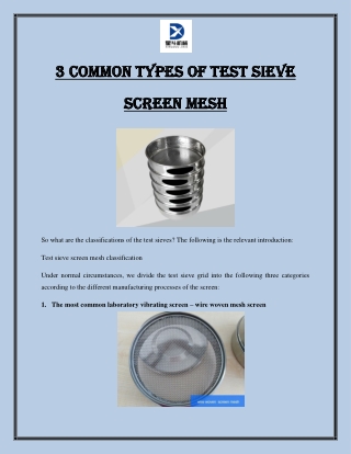3 Common Types of Test Sieve Screen Mesh