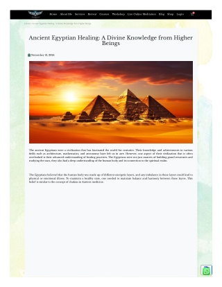 Ancient Egyptian Healing A Divine Knowledge from Higher Beings