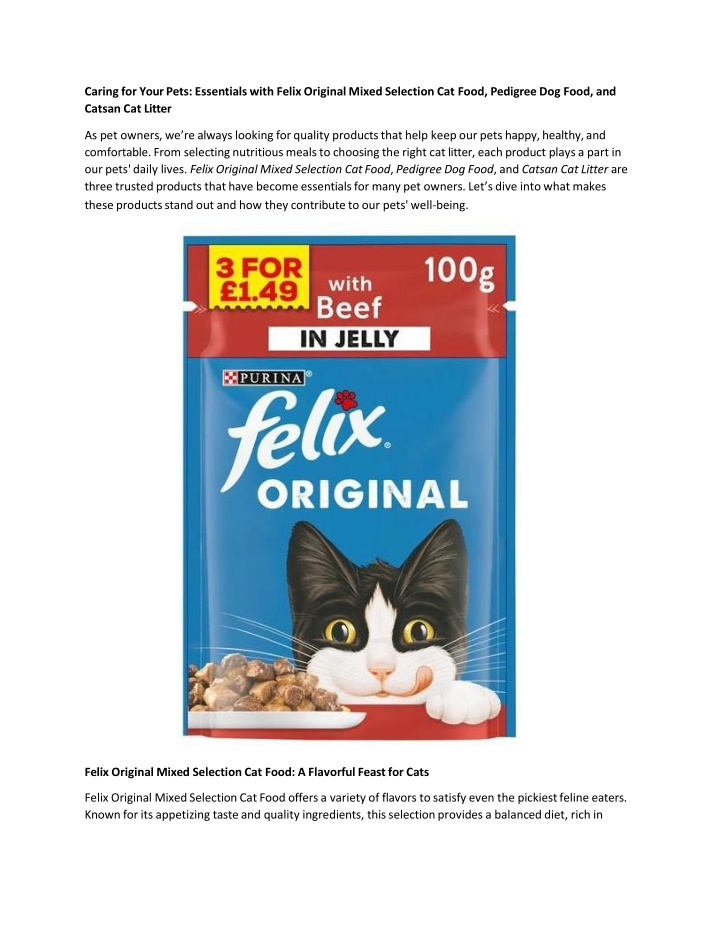 caring for your pets essentials with felix