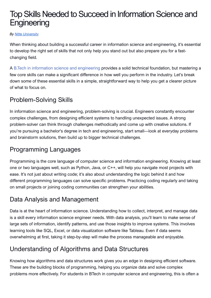 top skills needed to succeed in information