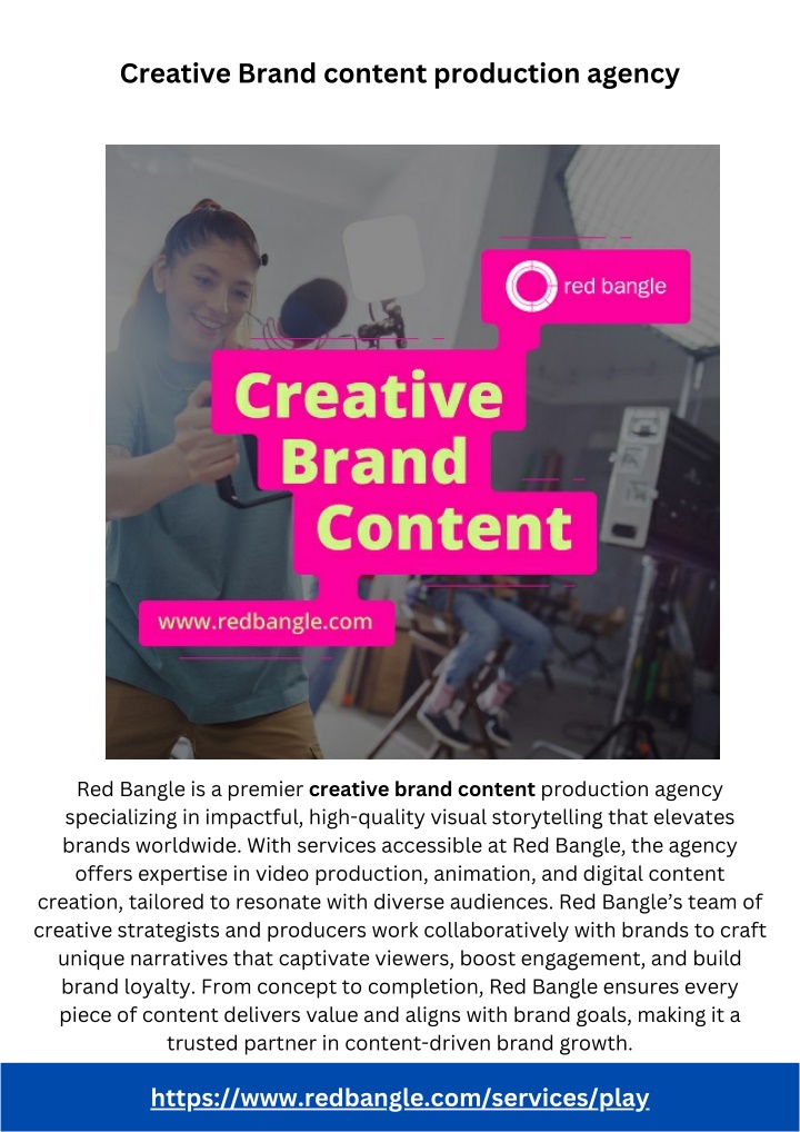 creative brand content production agency