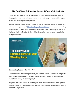 The Best Ways to Entertain Guests at Your Wedding Party