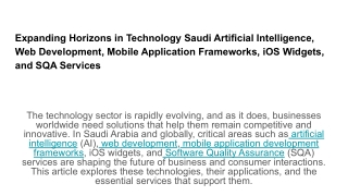expanding horizons in technology saudi artificial