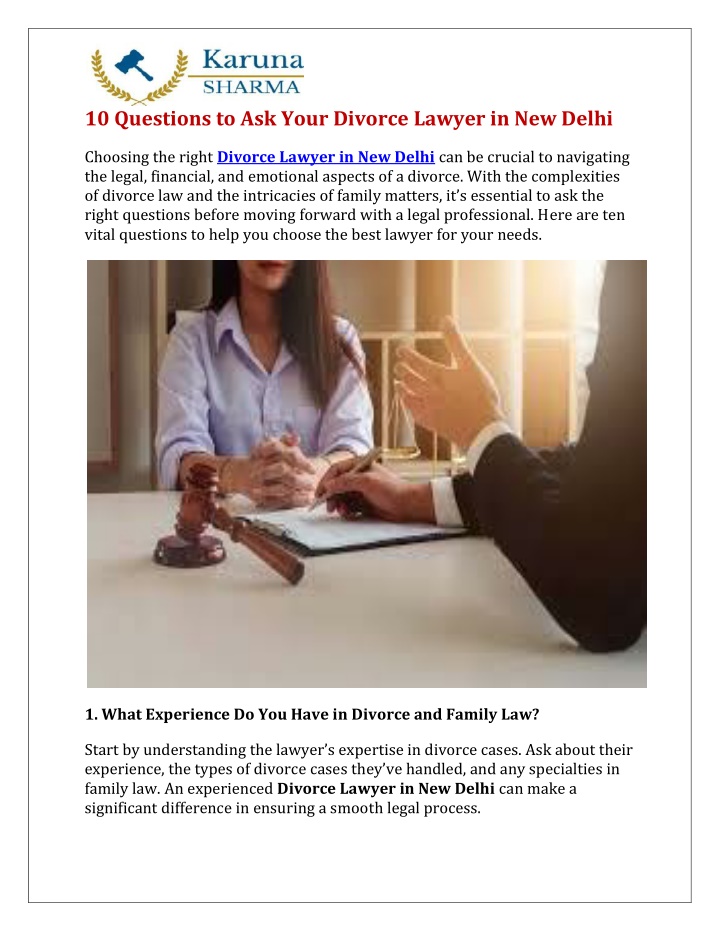 10 questions to ask your divorce lawyer