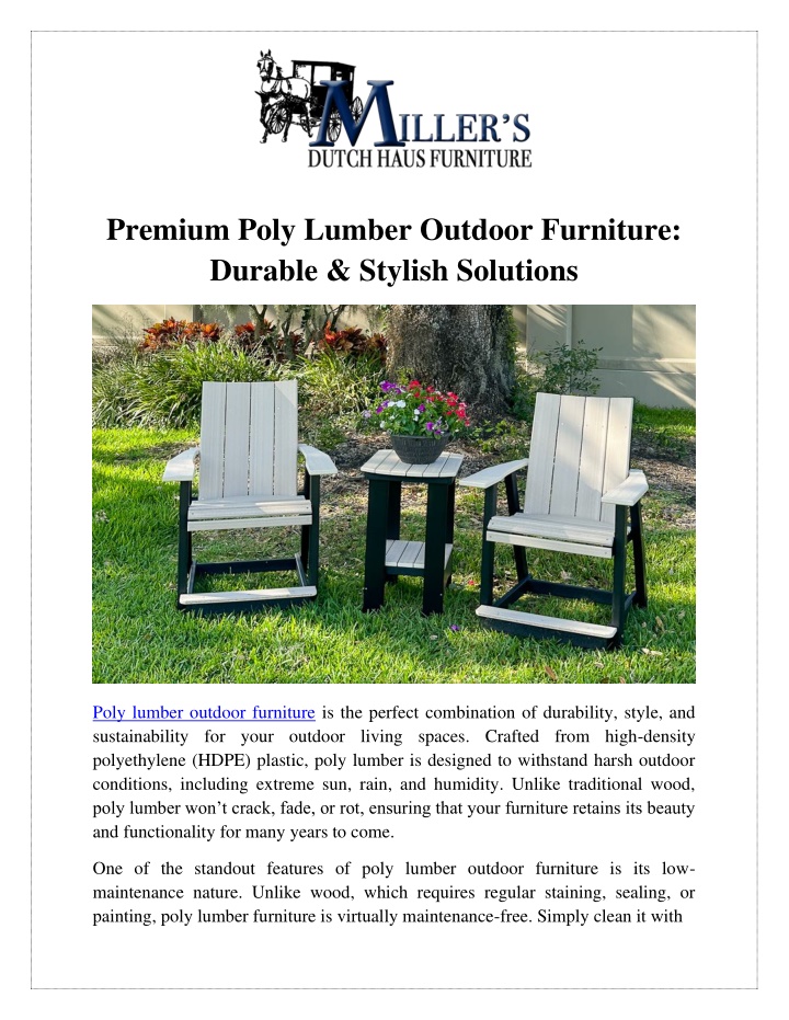 premium poly lumber outdoor furniture durable