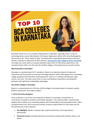 Top 10 BCA Colleges in Karnataka You Must Consider