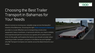 Choosing the Best Trailer Transport in Bahamas for Your Needs