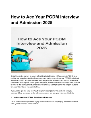 How to Ace Your PGDM Interview and Admission 2025