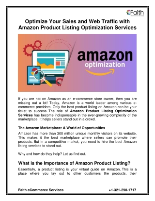 optimize your sales and web traffic with amazon