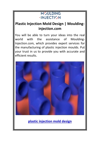 Plastic Injection Mold Design  Moulding-injection.com