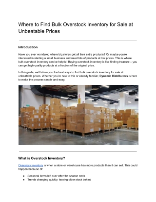 where to find bulk overstock inventory for sale