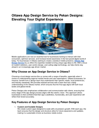 Ottawa App Design Service by Pekan Designs: Elevating Your Digital Experience