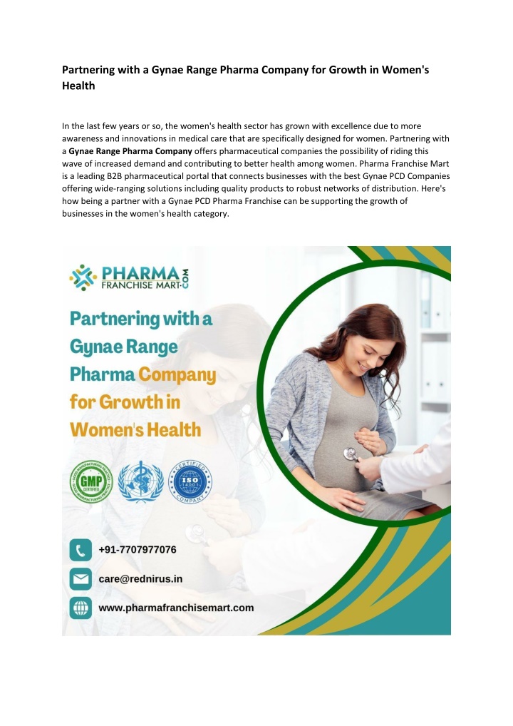 partnering with a gynae range pharma company