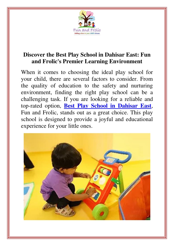 discover the best play school in dahisar east