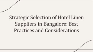 How to select hotel linen suppliers in Bangalore