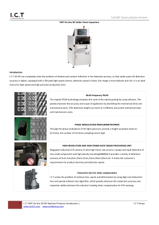 I.C.T SMT On-line 3D Solder Paste Inspection Machine V1.1