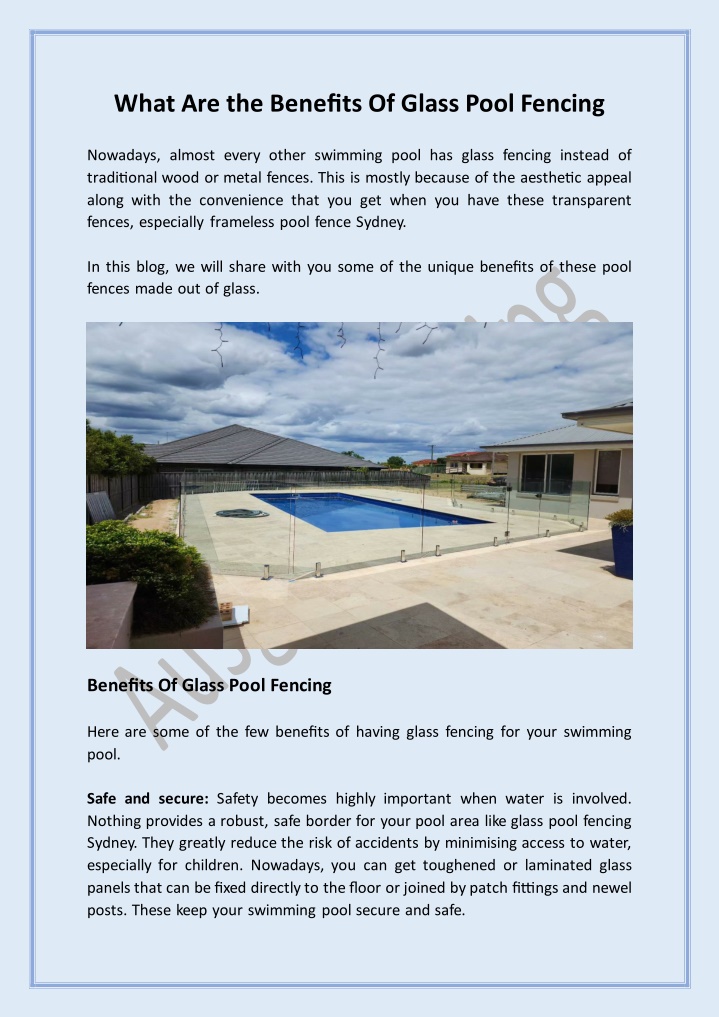 what are the benefits of glass pool fencing