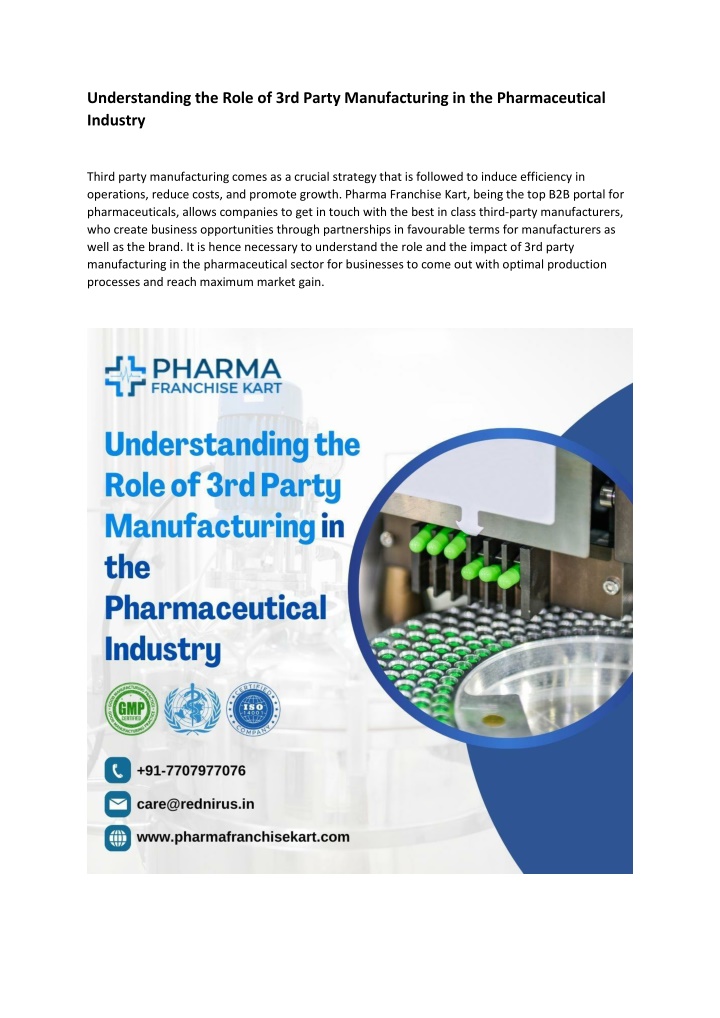 understanding the role of 3rd party manufacturing