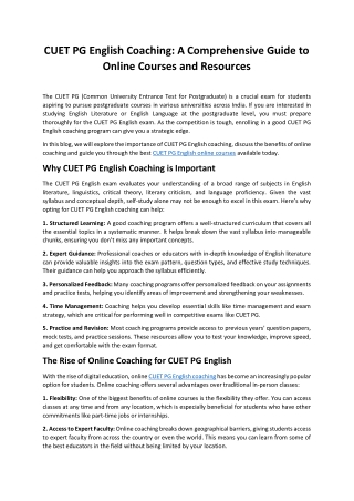 cuet pg english coaching a comprehensive guide