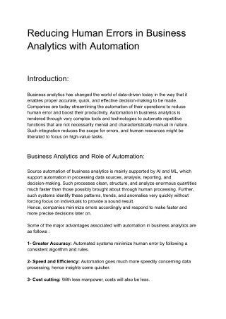 reducing human errors in business analytics with