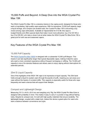 15 000 puffs and beyond a deep dive into