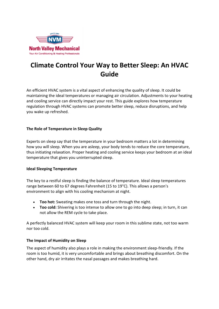 climate control your way to better sleep an hvac