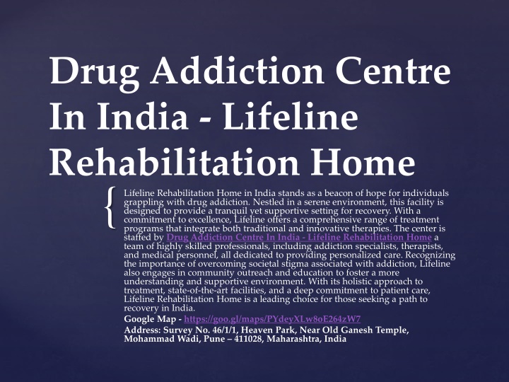 drug addiction centre in india lifeline rehabilitation home