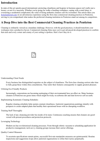 A Deep Dive into the Best Commercial Cleaning Practices in Penticton