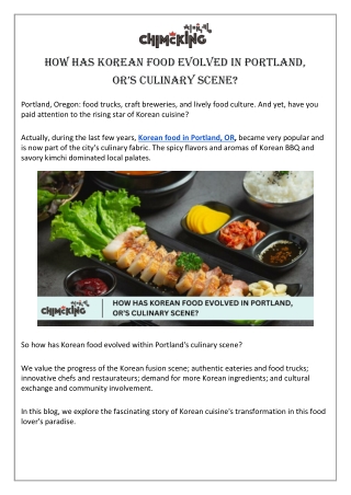how has korean food evolved in portland