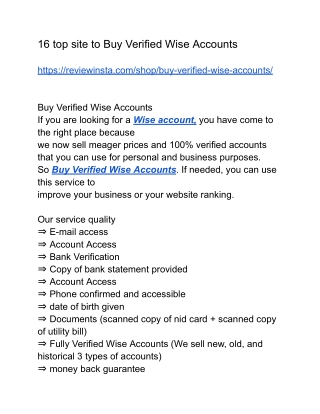 16 top site to Buy Verified Wise Accounts