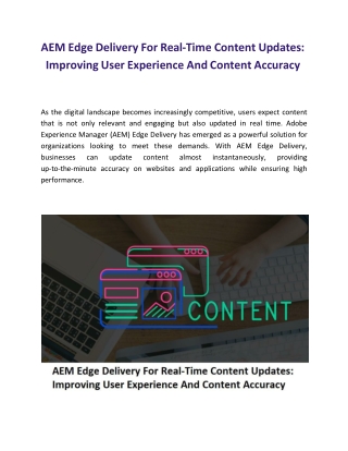 AEM Edge Delivery For Real-Time Content Updates