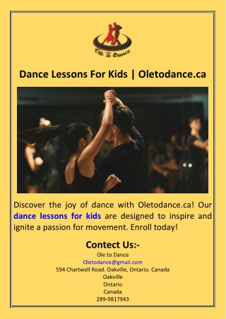 Dance Lessons For Kids  Oletodance.ca