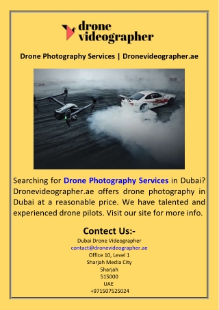 Drone Photography Services  Dronevideographer.ae