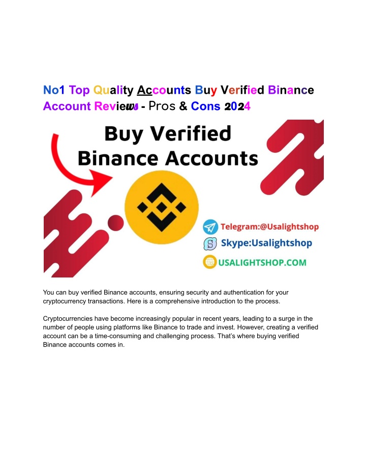 no1 top quality accounts buy verified binance