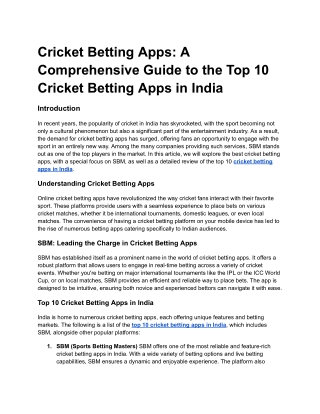 Cricket Betting Apps_ A Comprehensive Guide to the Top 10 Cricket Betting Apps in India