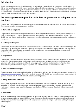 Les avantages économiques d'investir dans un présentoir en bois pour votre bouti