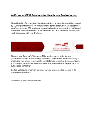 AI-Powered CRM Solutions for Healthcare Professionals