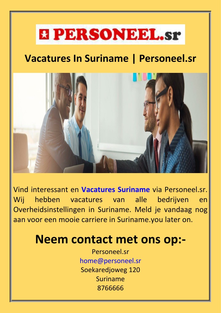 PPT Vacatures In Suriname Personeel.sr PowerPoint Presentation, free