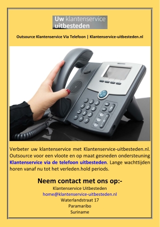 Outsource Klantenservice Via Telefoon  Klantenservice-uitbesteden.nl