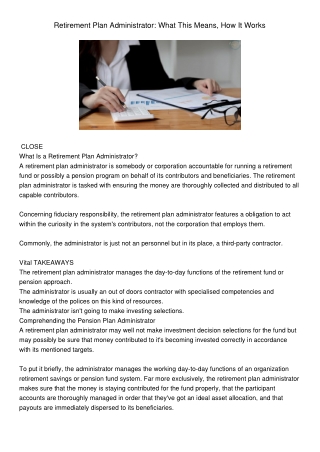 RetirementPlanAdministratorWhatThisMeansHowItWorks