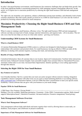 Maximize Productivity: Choosing the Right Small Business CRM and Task Management
