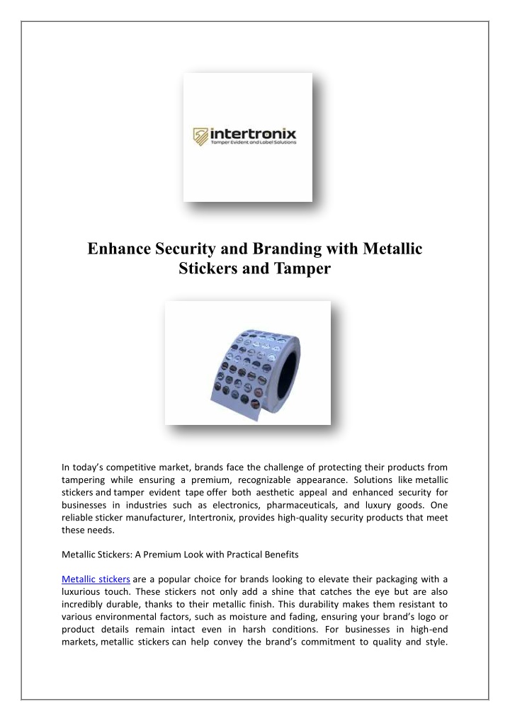 enhance security and branding with metallic