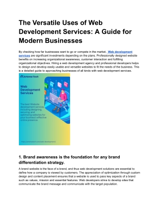 The Versatile Uses of Web Development Services A Guide for Modern Businesses