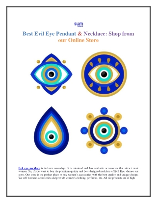 Best Evil Eye Pendant & Necklace: Shop from our Online Store